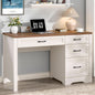 White Farmhouse Executive Desk With Storage And File Drawer