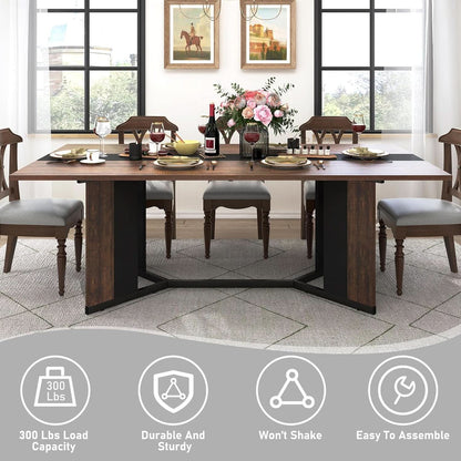 71In Large Rectangular Dining Table With Brown Tabletop