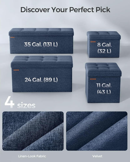 30 Inch Ottoman Bench Midnight Blue Storage Unit Pro Max
