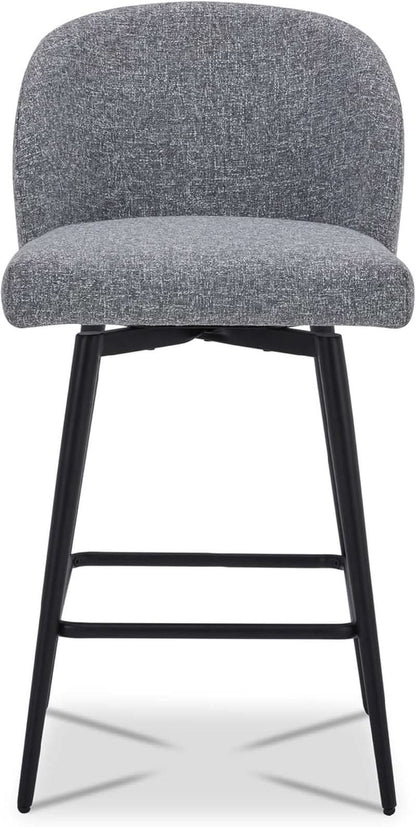 Set Of 3 Counter Height Bar Stools 360 Degree Swivel Grey