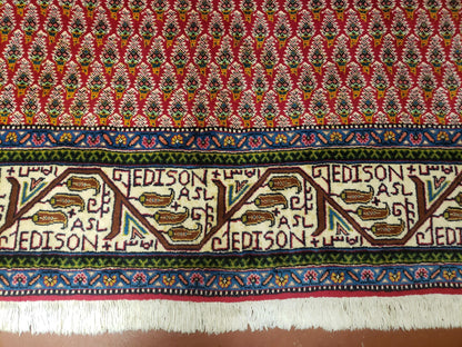 6x9 Finely Woven Turkish Tribal Rug, Boteh/Paisley Pattern, Red & Beige Area Rug, Vintage Wool Carpet, Entryway Rug, Hand-Knotted Foyer Rug