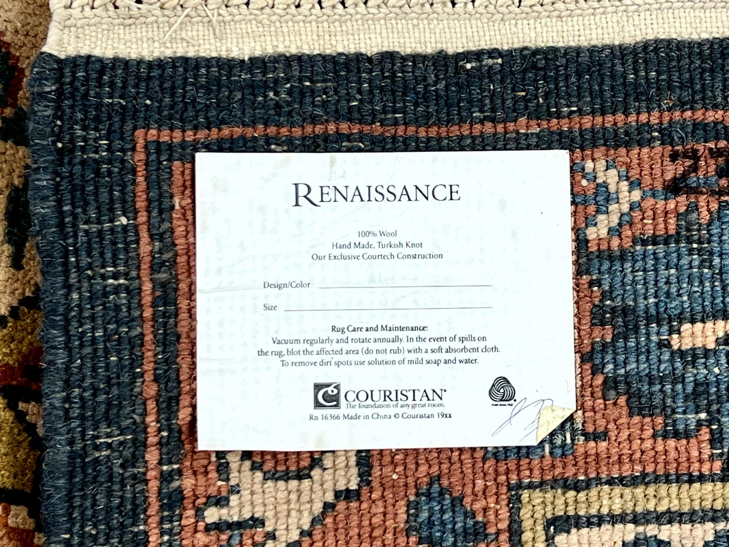 10x13 Wool Rug, Floral Pattern, Birds, Handmade Vintage Carpet, Couristan Rug, Beige