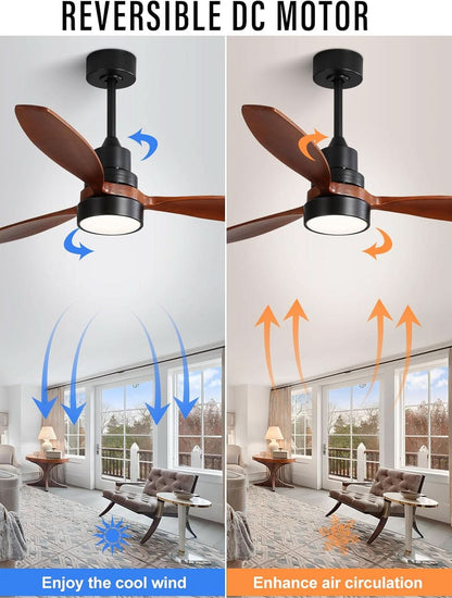 52 Inch Flush Mount Ceiling Fan With Lights Remote Control