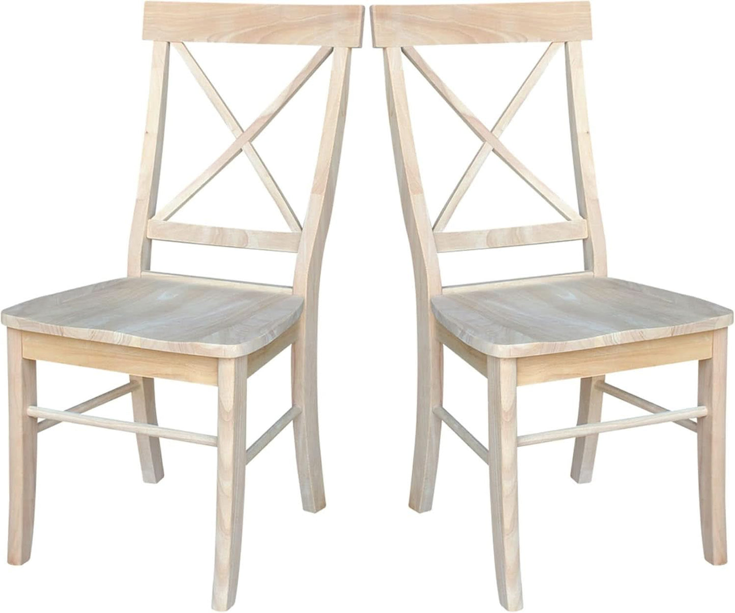 X Back Dining Chairs Set Of 2 In Unfinished Parawood