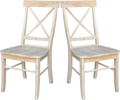 X Back Dining Chairs Set Of 2 In Unfinished Parawood