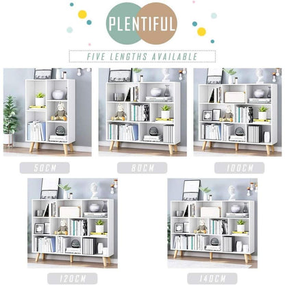 Wooden Open Shelf Bookcase 3 Tier Floor Standing Warm White