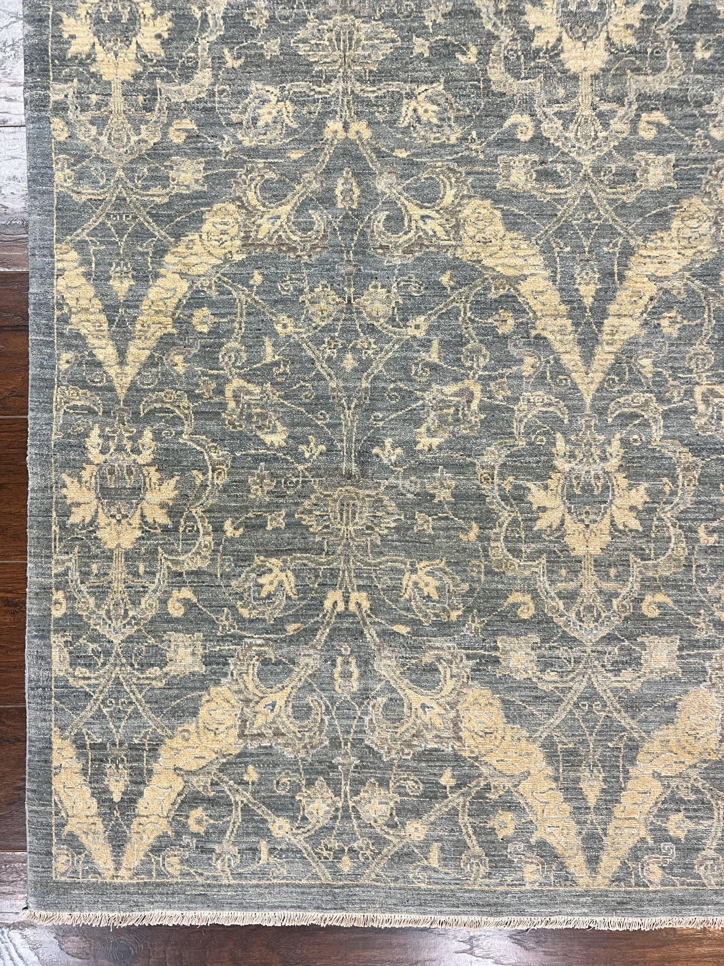 Contemporary Pakistani Rug 5 x 6.6, Handmade Floral Wool Rug, Spanish Pattern