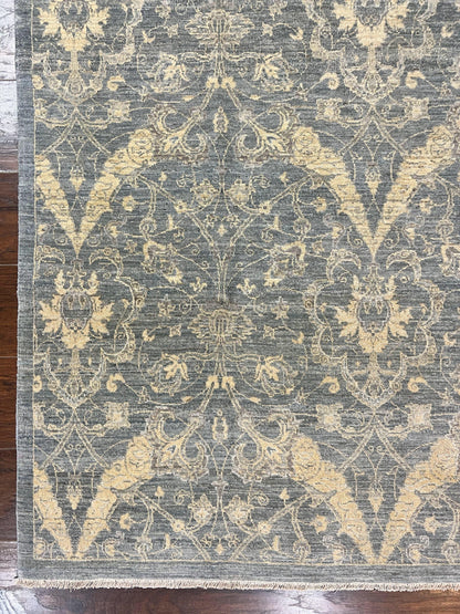 Contemporary Pakistani Rug 5 x 6.6, Handmade Floral Wool Rug, Spanish Pattern
