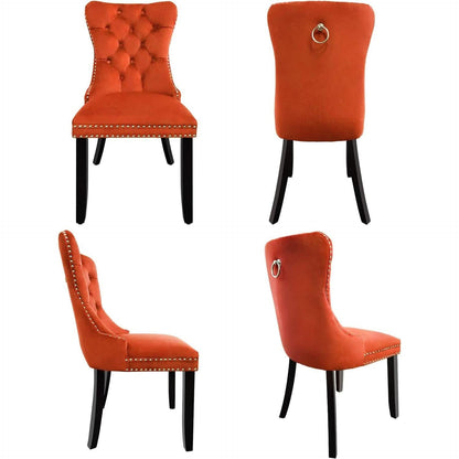 Solid Wood Dining Chairs With Nailhead Back Set Of 2
