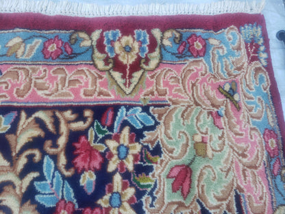 Antique Persian Kirman Rug 10x17 Oriental Carpet 10 x 17, Red, Multicolor, Namazian Signature Master Weaver, Shabby Chic, Semi Open Field