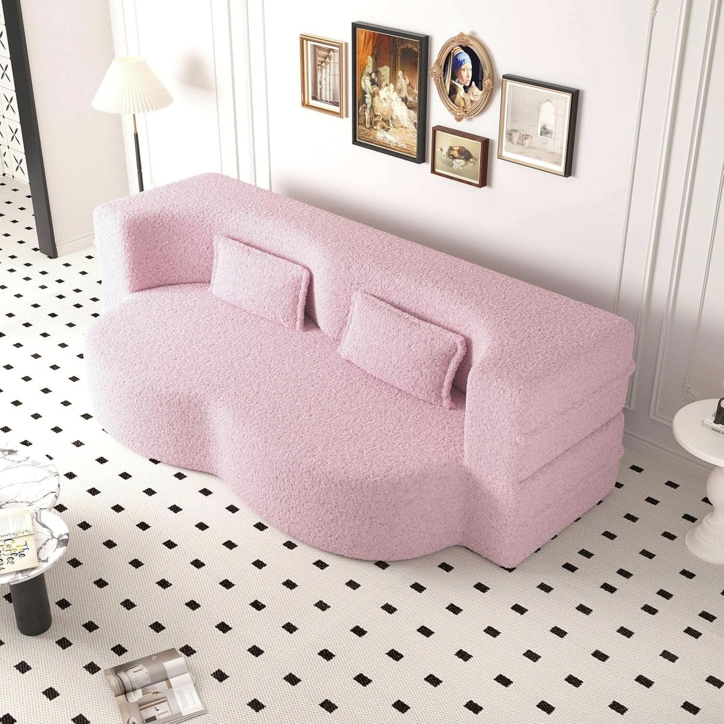 Powder Pink Ultra Comfort Contemporary Foldable Sleeper Sofa