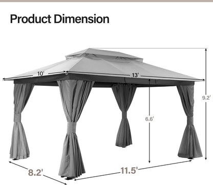 Outdoor Gazebo 10x13 With Mosquito Netting Weatherproof