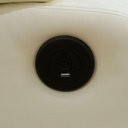 White Power Recliner Sofa With LED Lighting USB Charging