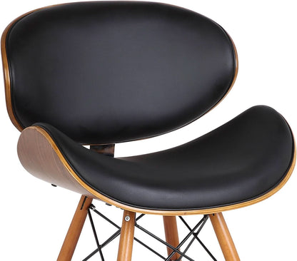 Cassie Dining Chair Black Faux Leather Walnut Wood