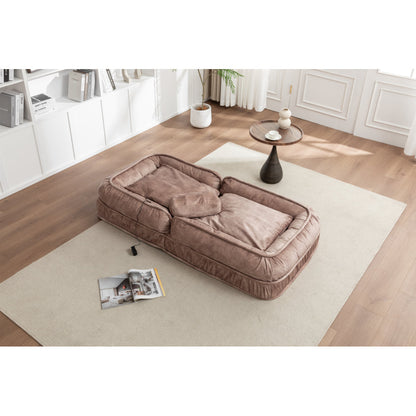 Oversized Velvet Floor Sofa Bed – 5 Adjustable Positions, Massage Pillow, 350 lb Capacity