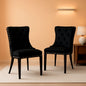 Black Velvet Tufted Dining Chairs With Nailhead Trim Set of 2