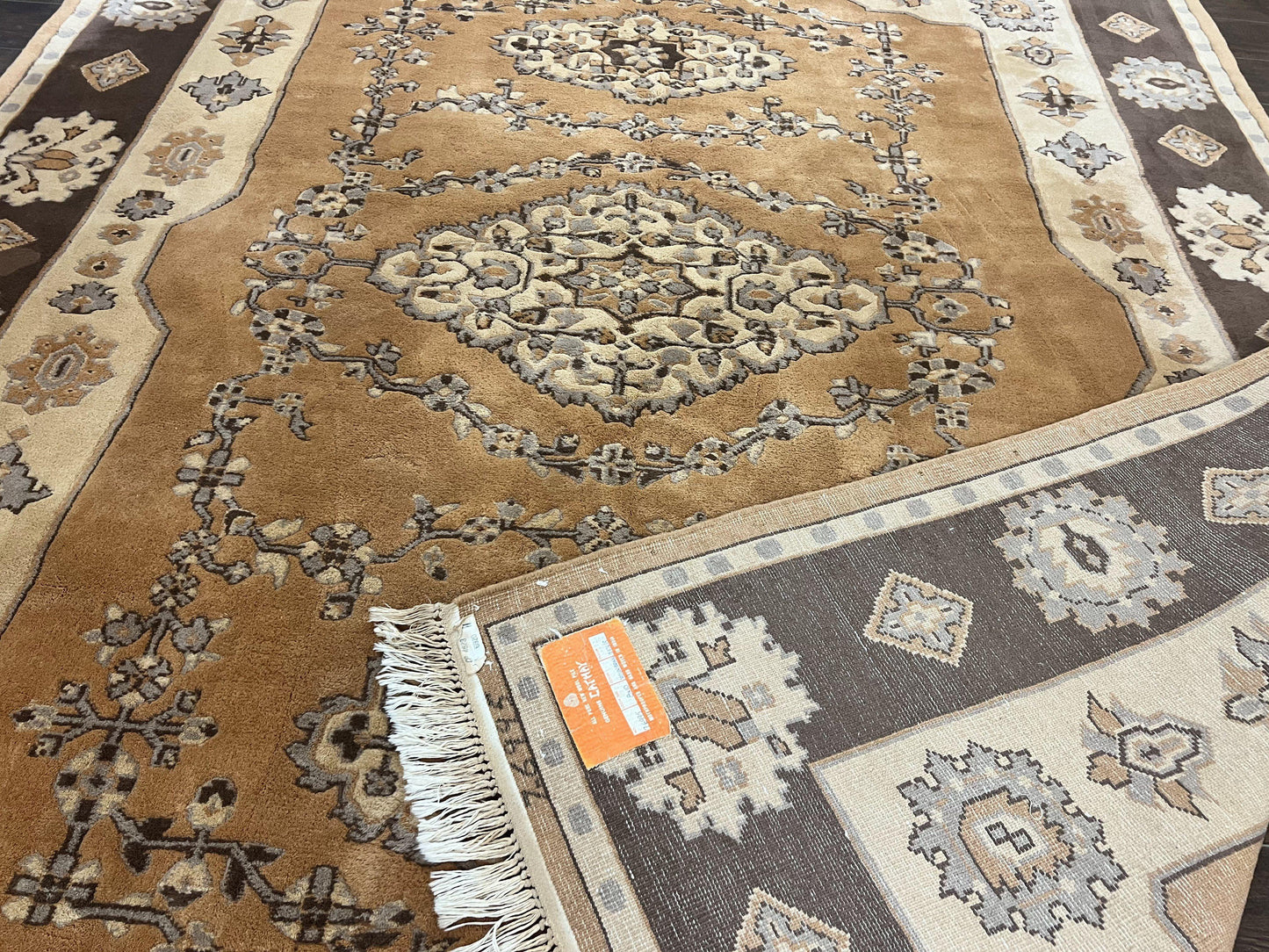 Indian Oushak Rug 8x10, Wool Hand Knotted Vintage Carpet