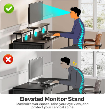 47 Inch Gaming Desk With LED Lights For Home Office