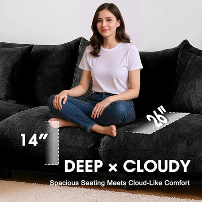 Black 75 Inch Modular Sectional Sofa For Small Rooms