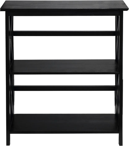 Three Shelf Solid Wood Bookcase For Living Room Storage
