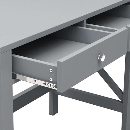 Home Office Desk Grey With Two Drawers Computer Table