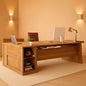 Executive Corner Desk 78 Inch Drawers Brown Shelves