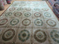 9' X 12' Modern Handmade Indo Lahore Wool Rug Art Deco Olive Ivory Nice Wow