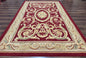 Burgundy Aubusson Rug 6x9, Vintage Wool Carpet