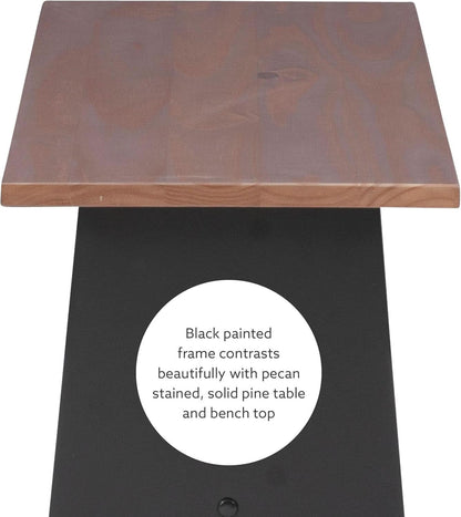 Black Pecan Five Seat Dining Set With Storage Benches