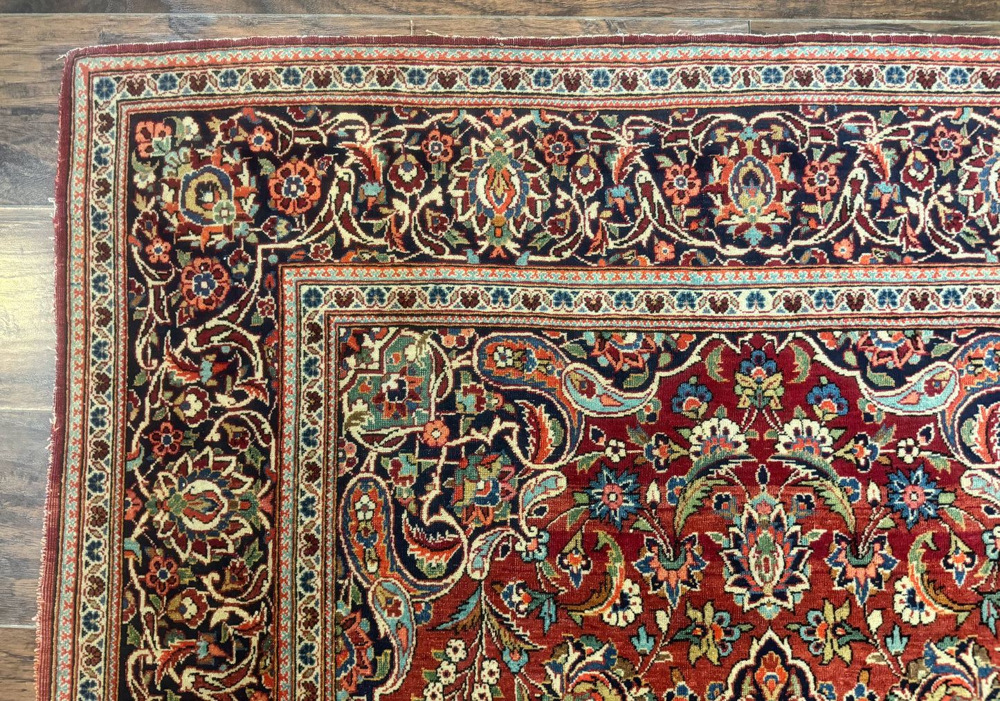 Persian Kashan Rug 4x7, Red, Floral Medallion, Vintage, Wool