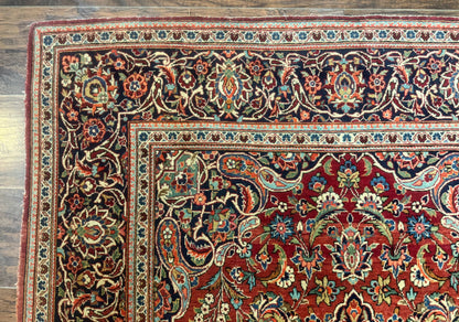 Persian Kashan Rug 4x7, Red, Floral Medallion, Vintage, Wool
