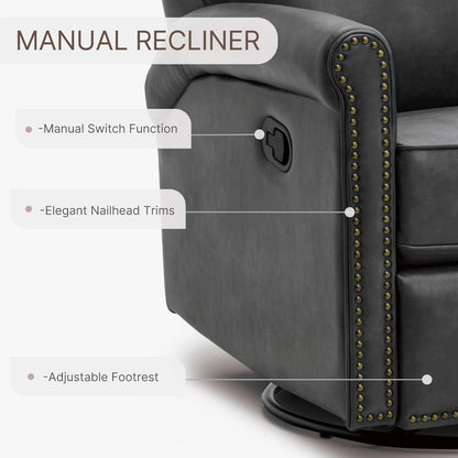 Large Leather Recliner Chair With Swivel Rocker Living Room
