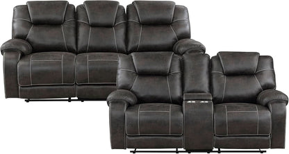 Recife 2-Piece Reclining Living Room Sofa Set Chocolate