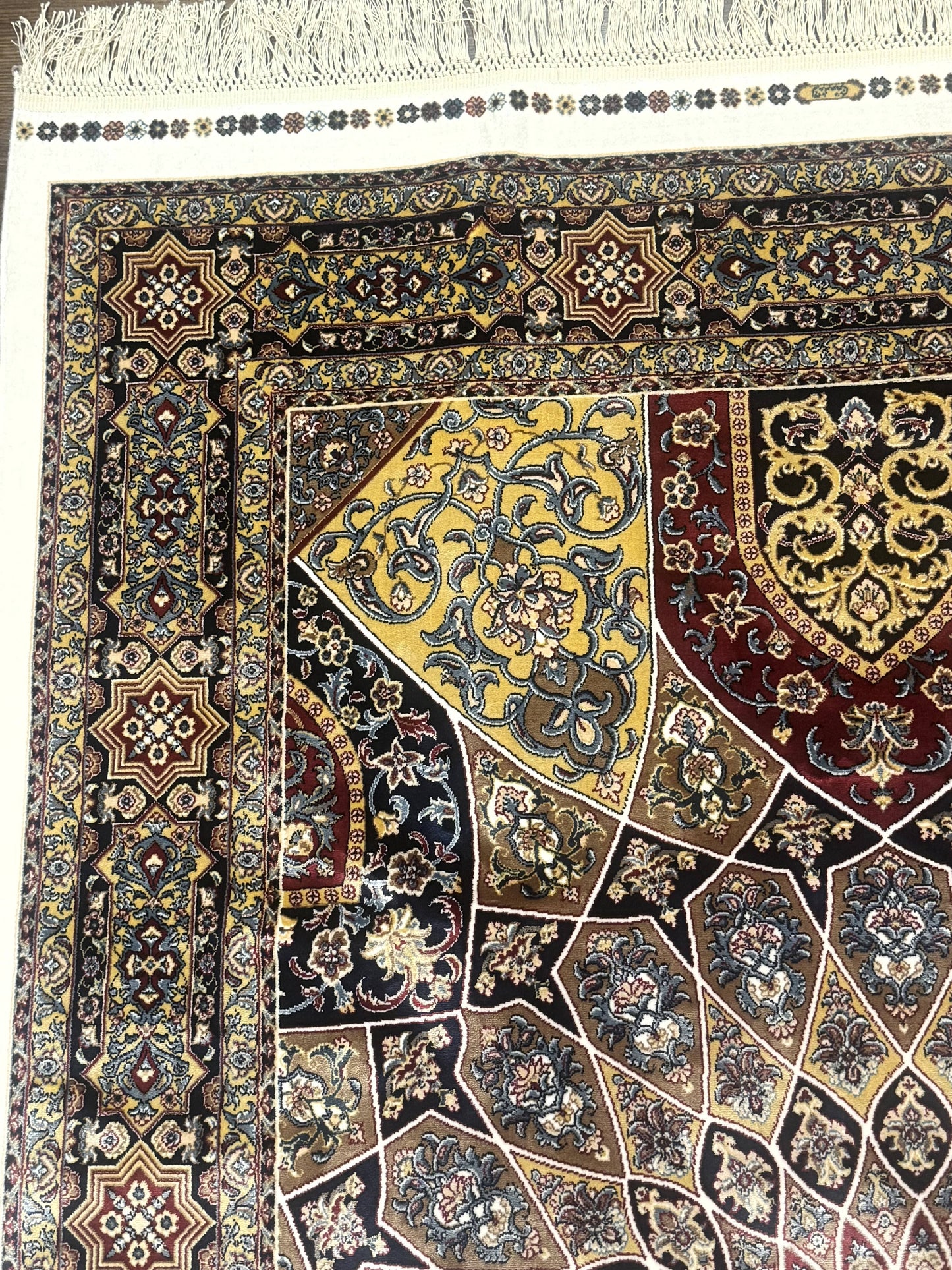 Turkish Silk Rug 4x6, Dome Design, Memluk Carpet, Bamboo Silk, New