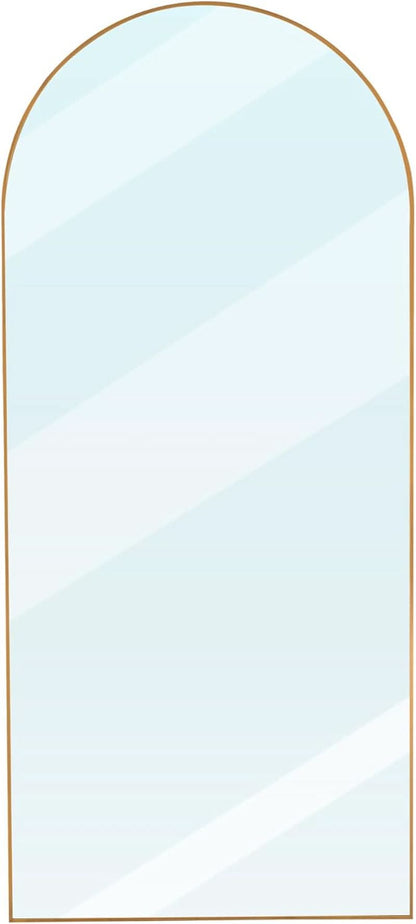 Arched Full Length Mirror 71x32 Inches Gold Aluminum Floor