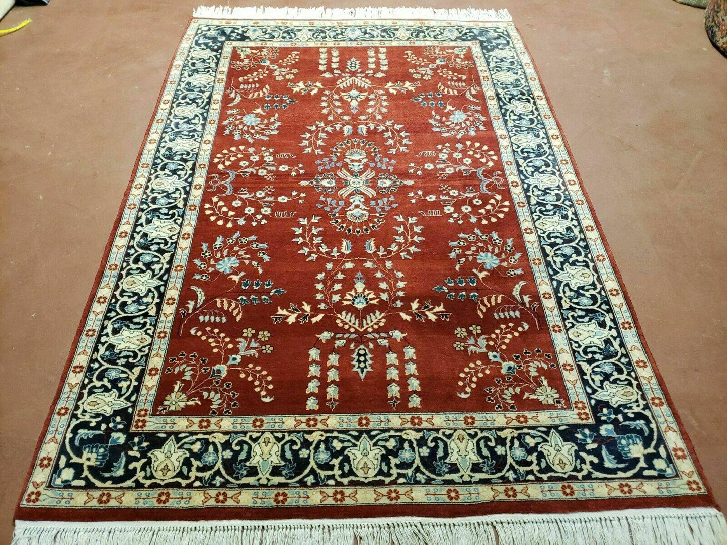 4' X 6' Vintage Handmade Pakistani Rug Highly Detailed Red