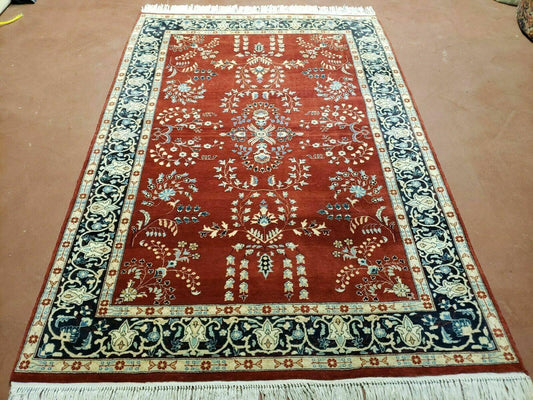 4' X 6' Vintage Handmade Pakistani Rug Highly Detailed Red