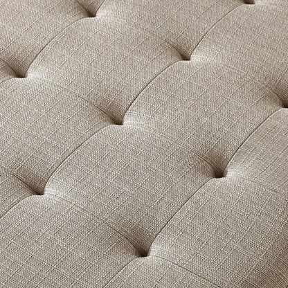 Large Upholstered Tufted Linen Ottoman Coffee Table