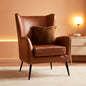 Faux Leather Wingback Chair With Black Nailhead Trim