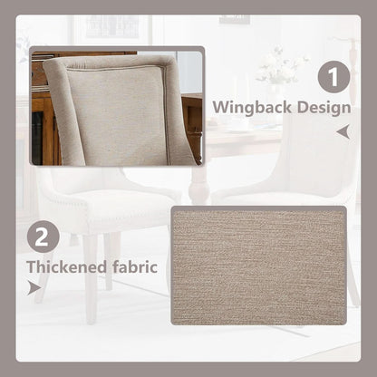 Modern Dining Chairs Tan Upholstered Fabric Set Of 2