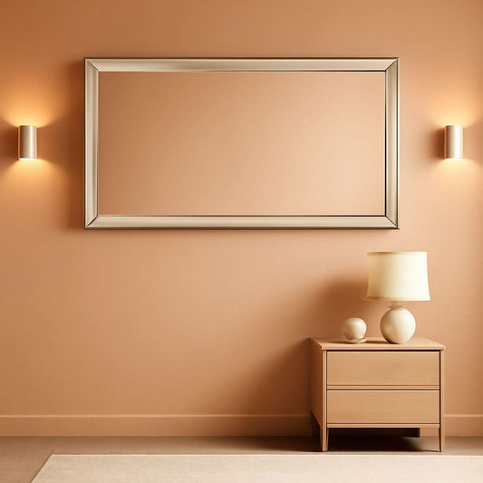 22 Inch By 47 Inch Large Wall Mirror With Angled Beveled Edge And Stainless Steel Frame