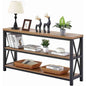 Rustic Wood Console Table With Three Shelves Metal Frame