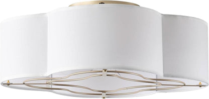 20 Inch Boho White Ceiling Fan With Light Remote Flush Mount