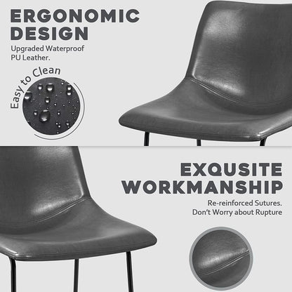 Faux Leather Dining Chairs 18 Inch Set of 2 Mid Century