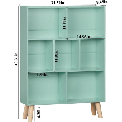 Mint Green 7 Cube Bookcase For Kids Toy Storage Organizer