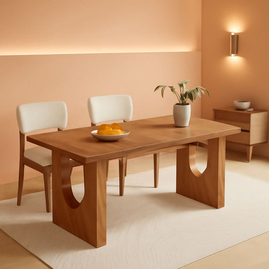 Dining Table 71 Inch Rustic Brown With Wood Pedestal