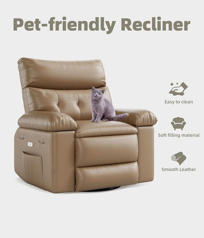 Power Swivel Massage Recliner With Heat And Vibration