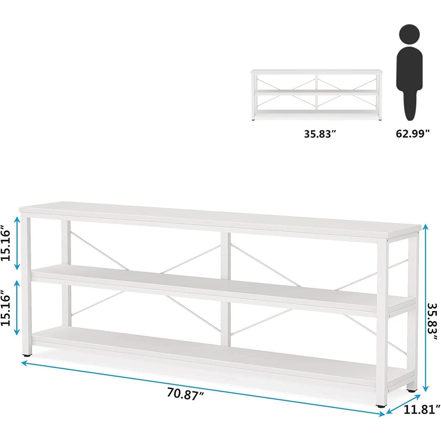 70.8 Inch Long Industrial TV Console With 3 Shelves