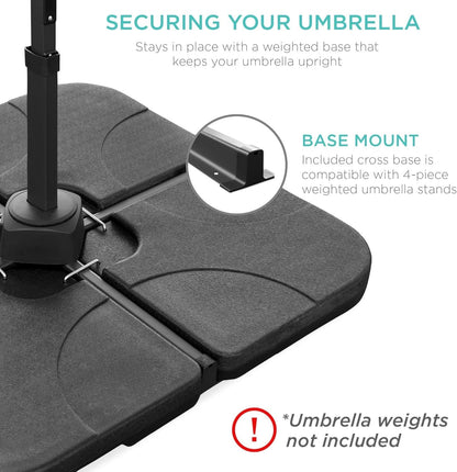 10 Foot Solar LED Cantilever Patio Umbrella With 360 Degree Rotation And Integrated Lights