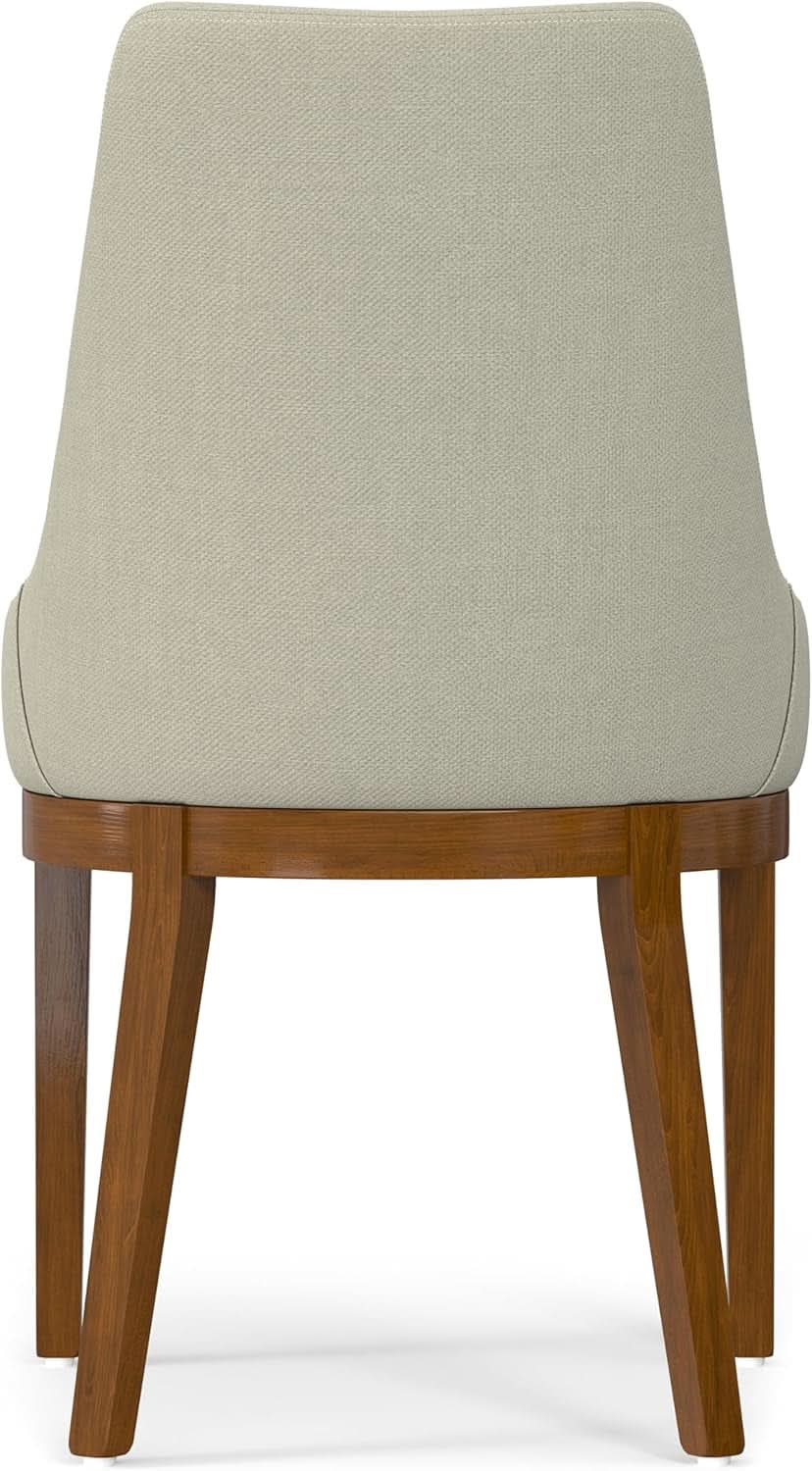 Stephanie Contemporary Dining Chair Set Of 2 In Natural Linen Look Fabric